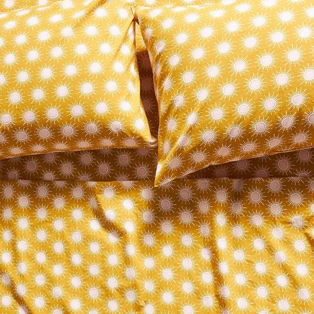 Anthropologie Organic Percale Printed Sheet Set